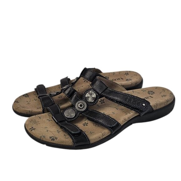 Taos Womens Prize 3 Leather Slide Sandals, Comfort, Black, Size 40 / US 9 - Picture 1 of 9